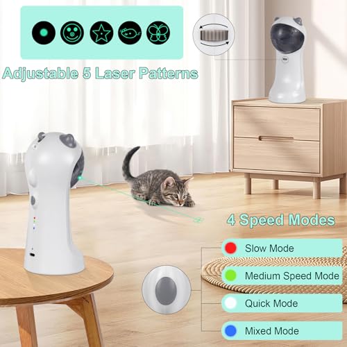 TBTeek Automatic Cat Toy Green Light, 5 Fun Patterns, 4 Speed Modes - color: Green Light-9146 White