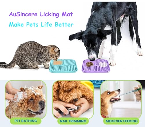 Lick Mat for Dogs Cats, 7.9" Large Licking Pad, Food Grade Silicone Slow Feeder Mat with Strong Suction Cups, Anxiety Relief Lick Pad for Bathing Grooming Training, 4 Pack - color: colourful