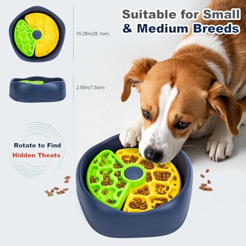 Star&Mi Slow Feeder Dog Bowls, 3-Layer Interactive Dog Puzzle Feeder, Dog Slow Feeder Bowl & Lick Bowl for Dogs, Non-Slip Dog Bowl Slow Feeder for Medium & Large Breeds, Holds 6–8 Cups - color: 3 Layer Bowl-Green&Yellow