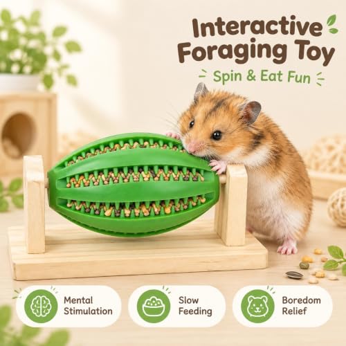 Hamster Enrichment Toy, Rotating Guinea Pig Slow Foraging - color: Green