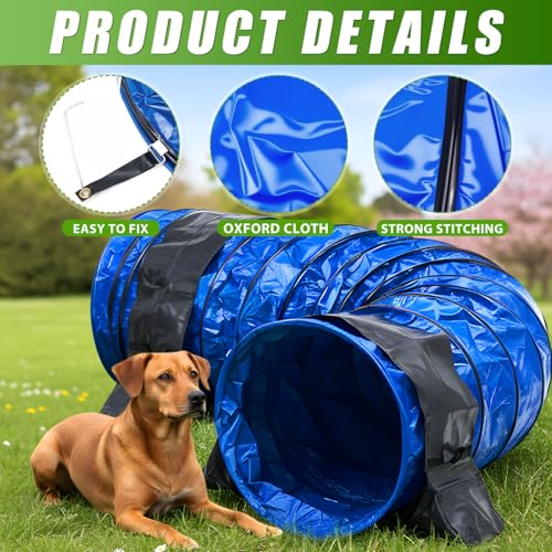 Briwooody 28in X 10ft Dog Agility Tunnel PVC for Large Dogs, Blue - color: Blue, size: 28in X 10ft