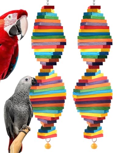Bissap 20.8'' Bird Chew Toy, 2 PCS Wood Biting Toy for Medium Large Parrot - size: 2 PCS