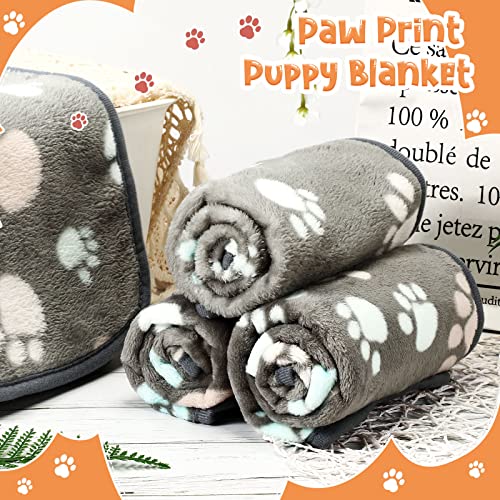 Tatuo 4 Pcs Fleece Dog Blankets for Puppy Cat, Dark Gray, 30 x 20.5 in, Paw - color: Dark Gray, size: 30 x 20.5 in