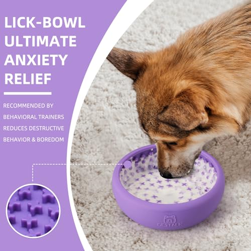 Dog Lick Bowl, Bestalk Anxiety Relief Lick Mat for Dogs, Non-Slip Freeze Licking Bowl Enrichment Puzzle Feeder for Distraction, BPA Free Silicone, Dishwasher Safe(Purple,S) - color: Purple, size: Small