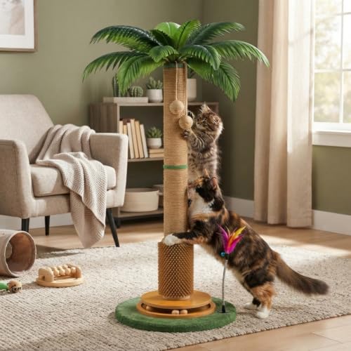 Nuanchu Coconut 45in Cat Scratching Post Tree for Indoor Cats Adults