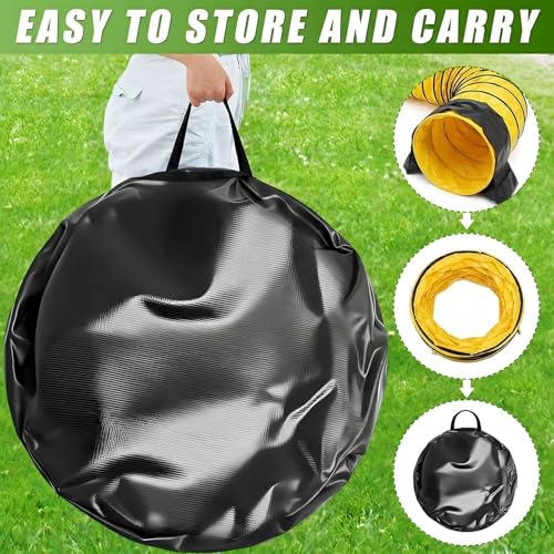 24 in 10 Foot PVC Dog Agility Tunnel with Sandbags Yellow - color: Yellow, size: 24in X 10ft