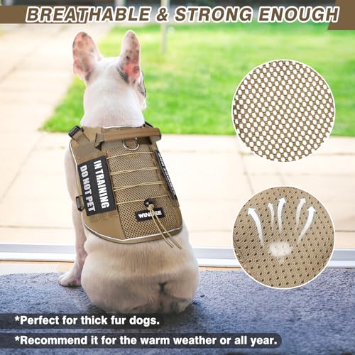 WINSEE Service Dog in Training Mesh Harness with 10 Removale Pet Patches - color: Brown, size: Small