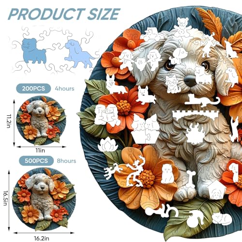 Qiuenisray Wooden Puzzle for Adults, White Dog Jigsaw Puzzle 11.1x11.2 in - color: White Dog, size: 200pcs