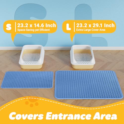 Powools Cat Litter Mat, 23.2 x 14.6 in, Waterproof, Non-Slip, Blue - color: Blue, size: 23.2 x 14.6 Inch