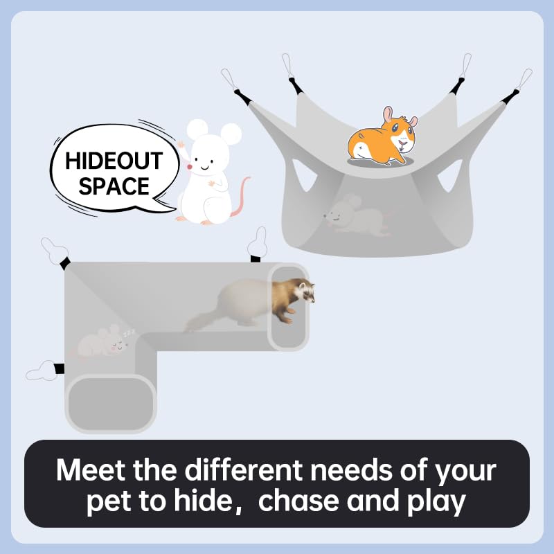 Large Caliber Guinea Pig Tunnel Hideout & Hammock, Rat Cage Corner Toy for Ferret Hedgehog Piggy to Hide and Shuttle (1. Tunnel-Dinosaur) - color: 1. Tunnel-dinosaur