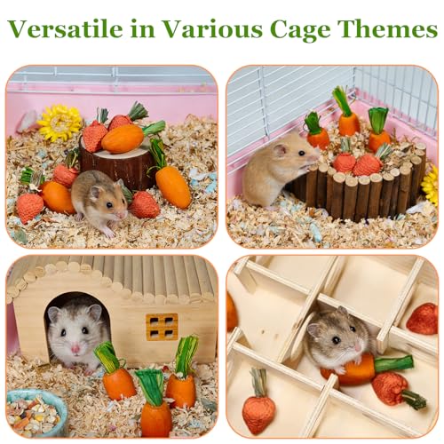 Hamiledyi Hamster Chew Toys Rabbit Chew Toys for Teeth Guinea Pig Treats Enrichment Habitat Decor for Bunny Chinchilla Gerbil Rat (13 Pcs) - size: 13 Pcs