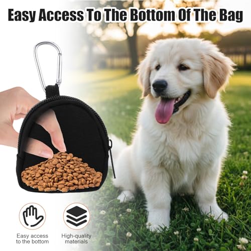 2 PCS Dog Treat Pouches for Pet Training 3in Mini Black Portable Dogs Treats Bag for Travel Outdoor Use Reusable Small Dogs Treats Container