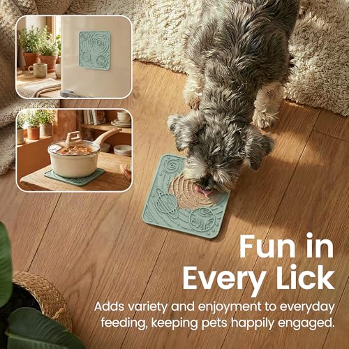 OHMO Lick Mat for Dogs&Cats, Space Pattern, Small, 2pcs, Camo&Sage Green - color: Camo Green&Light Green, size: 5.9"L x 5.9"W