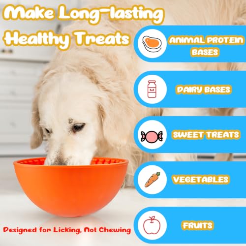 Patelai 2 Pcs Dog Lick Bowl, Slow Feeder Bowl for Dogs, Orange, Green, Bone - color: Orange, Green