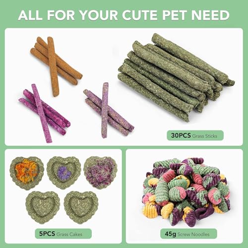 Rabbit Chew Toys Teeth Timothy Hay Sticks, Guinea Pig Chew Treats Toys - size: 36Pack-sticks Set