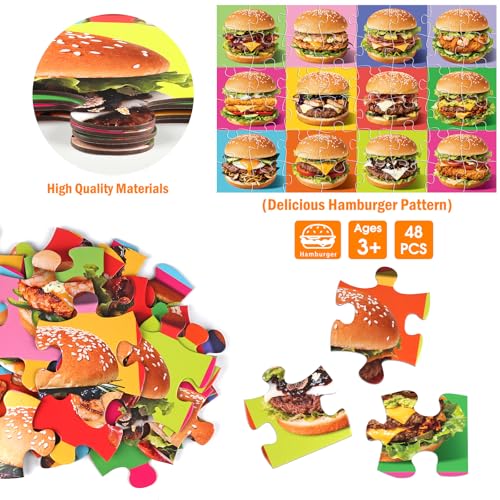 Jumbo Floor Puzzle for Kids,48 Piece Hamburger Jigsaw Puzzle Ages 3-8 - style: Hamburger
