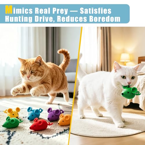 Retro Shaw Catnip Cat Toys Crochet Mouse, Pack of 6 - style: Mouse-6