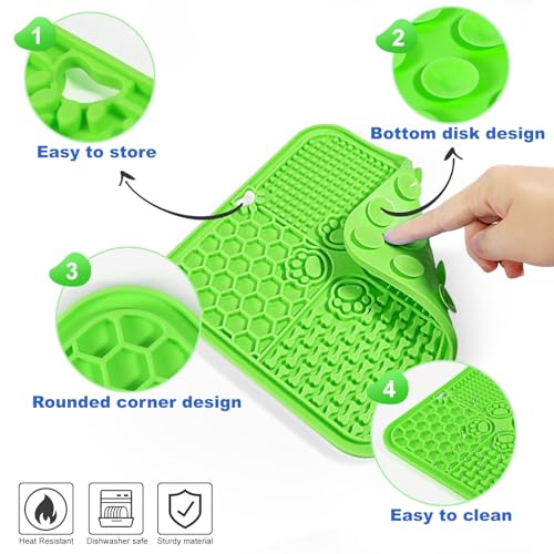 Lick Mat for Dogs, Slow Feeder with Suction Cups for Dog Anxiety Relief - color: Green & Orange