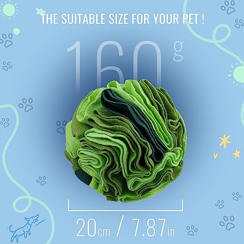 Pet Snuffle Ball, Puzzle Sniffing Interactive Dog Ball for Blind Dogs Training Stress Relief Dog Enrichment Toys Treat Machine Washable (20cm, Gradient Green) - color: Gradient green, size: 20cm