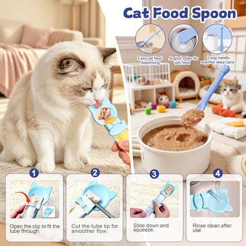 AZY 3-Piece Slow Feeder Cat Bowl Set with Strong Suction Cups - color: blue