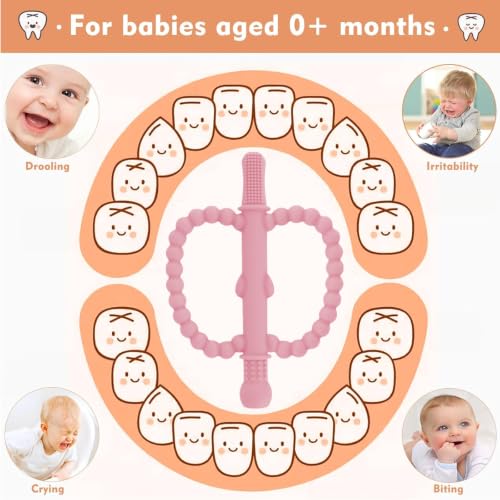 Fu Store Hollow Teether Tube Apple Shape Baby Teething Toy for Babies 0-36M - color: Pink, Dark Pink, Blue