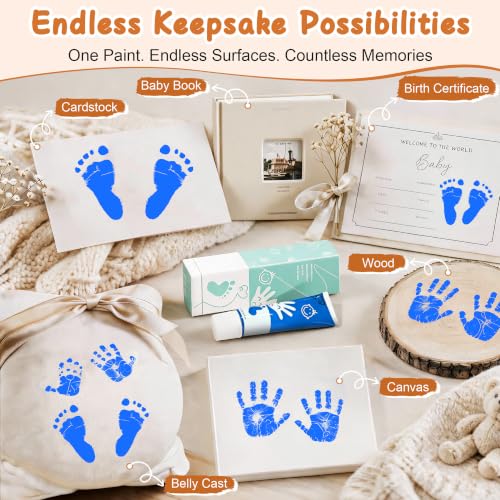 Baby Hand and Footprint Paint with Sponge Head, 2.54 fl oz, Non-Toxic & Acid-Free, Washable Baby Safe Paint for Newborn Keepsakes, Dog Nose & Paw Prints, Ideal New Mom Gift - Blue - color: Blue