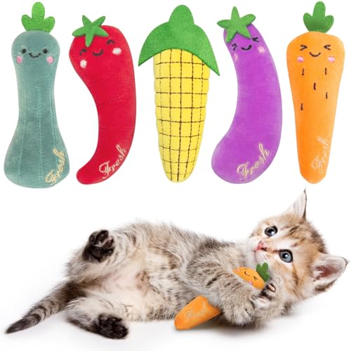 ETEKYER Catnip Cat Toys for Indoor Cats, Vegetable Shape 5 Pack - style: Catnip toys 5 Pack