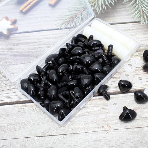 1BOX(30PCS) 22 x 26.5mm Large Black Plastic Triangle Shape Safety Nose with Sturdy and Precise Plastic Washers for Plush Animal Making Craft - color: #2 Triangle Nose