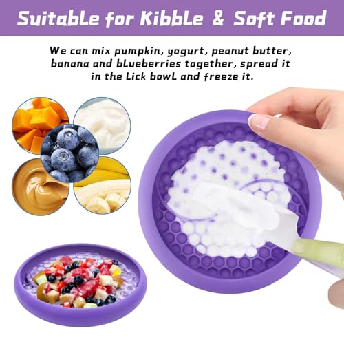 Dog Lick Bowl, Non-Slip Lick Mat Slow Feeder for Dogs & Cats - color: Purple, size: Large