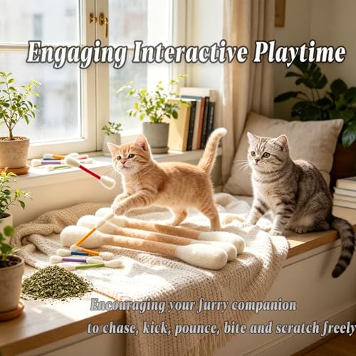 Giant Cotton Swabs Cat Toys with Catnip 6 Pk (A) - color: A