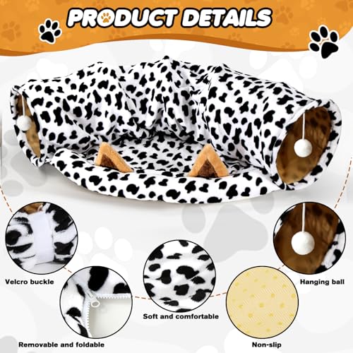 Spardar 2-in-1 Bunny Tunnel Bed, with Removable Mat Hideout, Cow - color: Cow