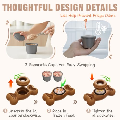 3-in-1 Enrichment Dog Toy for Aggressive Chewers,Frozen Treat Toy & Interactive Treat Dispenser with Peanut Butter Grooves,Long Lasting Slow Feeder Chew Toy for Large Dogs,Easy to Clean,Brown - color: Brown