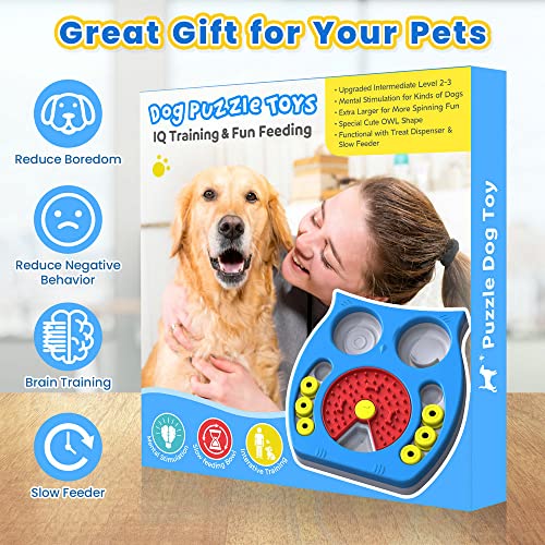Joansan Dog Puzzle Toy, Enrichment Toy Treat Dispenser for IQ Stimulation - color: Dark Blue OWL-Large Dog