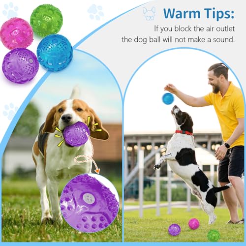 RICHIE Ultra Durable Squeaky Dog Balls 3 Inch for Large Medium Dogs, Tough Chew Toys for Aggressive Chewers, Floating Fetch Balls for Pool Play, Teeth Cleaning Dog Toys 3 Pack Red + Purple + Purple - color: Red + Purple + Purple