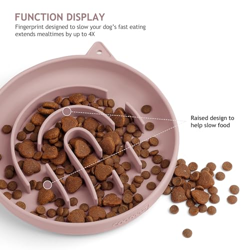 Coomazy Slow Feeder Cat Bowl Silicone Pet Puzzle Feeder for Slow Eating - color: Pink