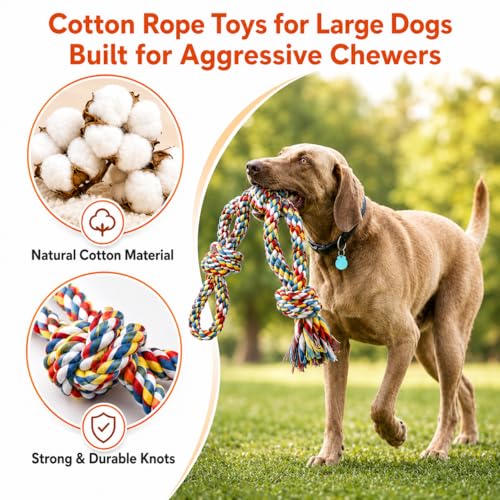 Aitmexcn Large Dog Toys for Aggressive Chewers, 8 Pack Dog Rope Toys - size: 8 Pack-Large