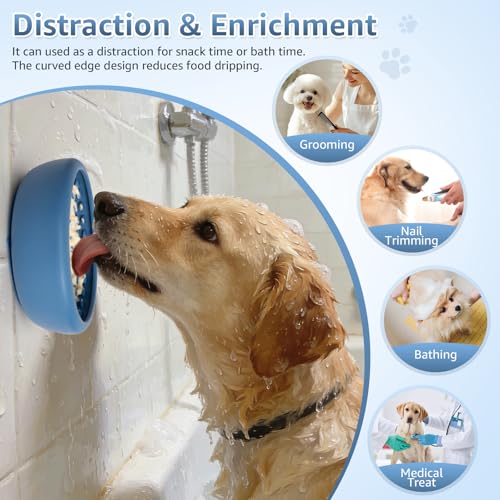 Dog Slow Feeder Lick Bowl, Freeze Lick Mat with Suction Cup - color: Dark Blue, size: Small