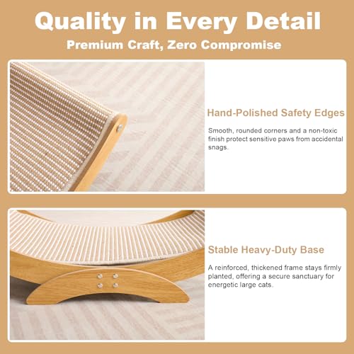 Large Cat Scratcher Bed, Cat Hammock with Sisal Scratch Pad for Indoor Cats