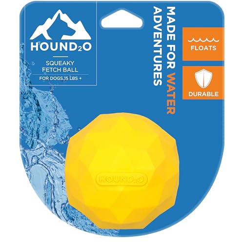 Squeaky Fetch Ball - Floating Outdoor Dog Toy - Yellow - color: Yellow