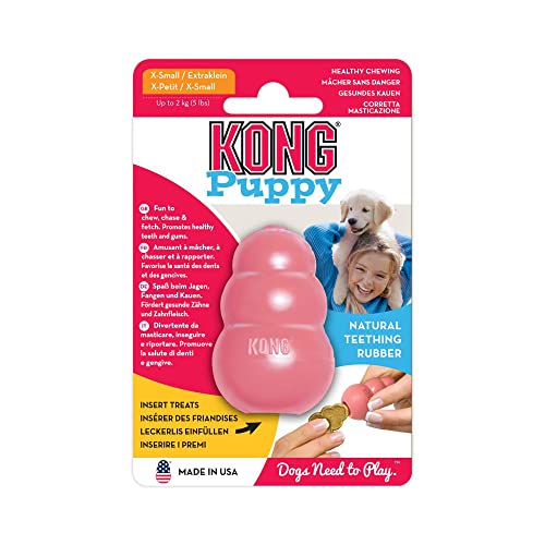 KONG - Puppy Toy Natural Teething Rubber - Fun to Chew, Chase and Fetch - for Extra Small Puppies - Blue - color: Blue, size: Extra Small
