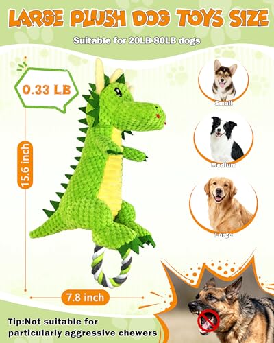 Jeefome Interactive Squeaky Dog Chew Toy,Plush Dog Rope Toys for Small Medium and Large Dogs,Tug of War Dog Toys to Keep Them Busy,Training Reward Gift,Teeth Cleanin - color: Light Green