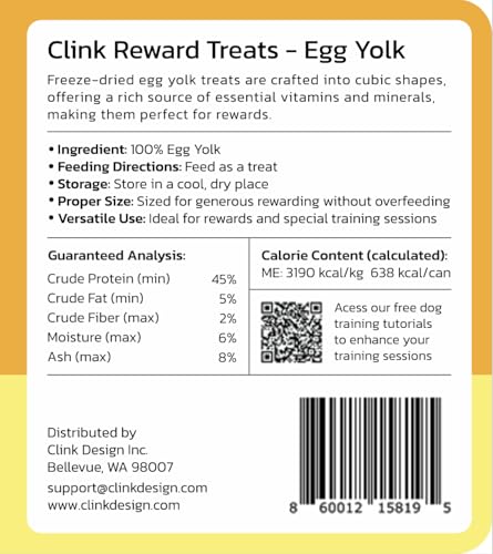 Clink Design Dog Training Treats, Freeze Dried Egg Yolk Snacks, 7oz