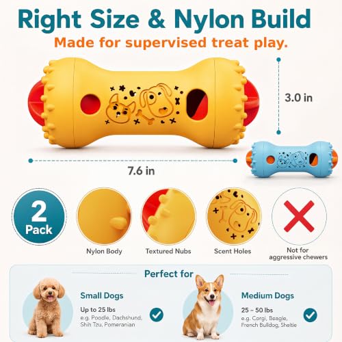 FOXMM Interactive Treat Dispensing Dog Toys, Adjustable Dog Puzzle Toy - color: Blue & Yellow
