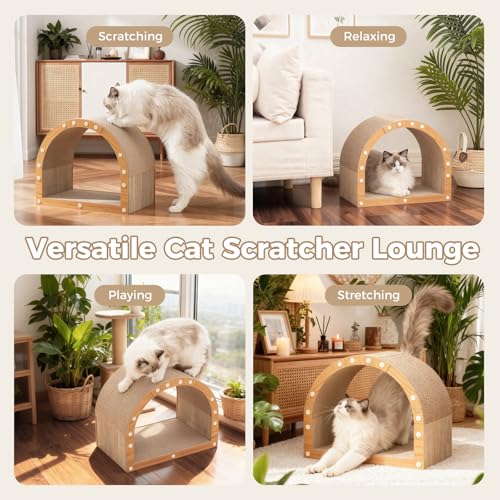 Avont Cardboard Cat Scratcher House, Kitten Tunnel & Scratching Pad