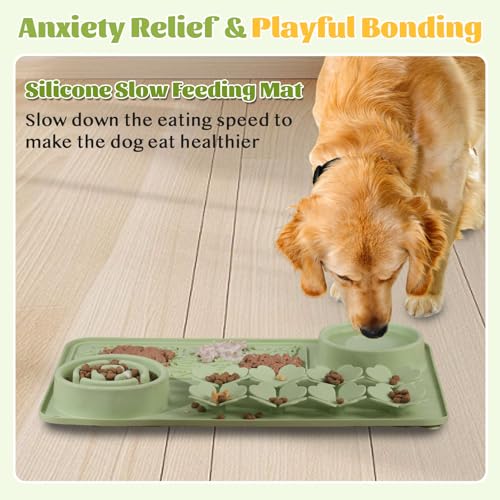Silicone Lick Mat for Dogs & Cats – Slow Feeder Dog Bowl, Non-Slip Licking Mat for Large & Small Breeds, Puzzle Feeder & Snuffle Mat for Fast Eaters, Interactive Pet Food Mat with Measuring Spoon - color: Grey With Spoon