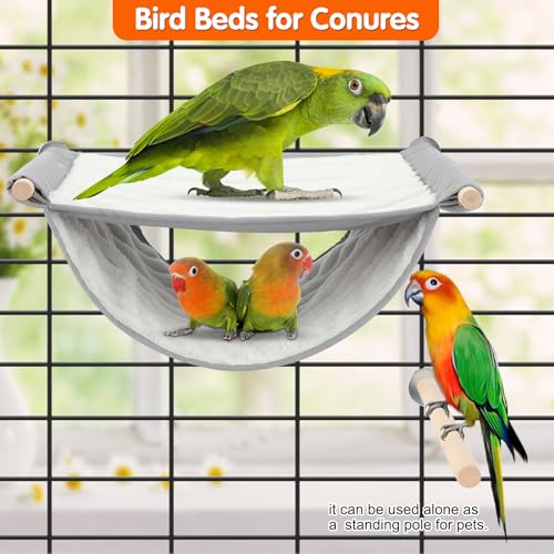 BWOGUE Bird Nest Bed Hanging Hammock, Parakeet Bed for Cage, Cockatiel Bed - color: Grey, size: Large (13.56"x9.2")