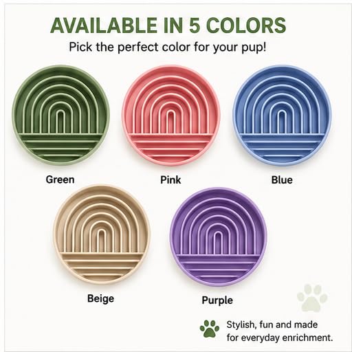Moyelle Silicone Slow Feeder Dog Bowl for Small Breeds, BPA-Free, Silicone Suction Bowl for Fast Eaters, Dog Food for Fast Eaters, Dogs and Cats, Dry Food and Water Bowl, Dishwasher Safe (Green) - color: Green