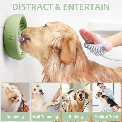 Dog Lick Bowl, Bestalk Anxiety Relief Lick Mat for Dogs, Non-Slip Freeze Licking Bowl Enrichment Puzzle Feeder for Distraction, BPA Free Silicone, Dishwasher Safe (Green,S) - color: Green, size: Small