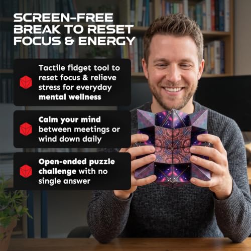 Shashibo DODECA Magnetic Puzzle Cube, Stress Relief Fidget Toy - color: Hypnotic Digital, size: DODECA