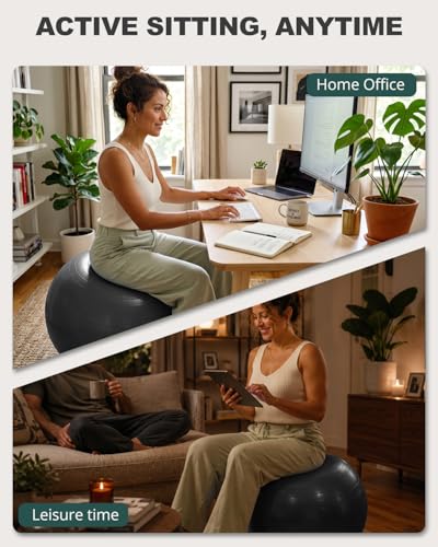 Trideer Yoga Ball for Exercise, Pregnancy, Exercise Ball, Pump Included - color: Black, size: S(15-18ines/38-45cm)